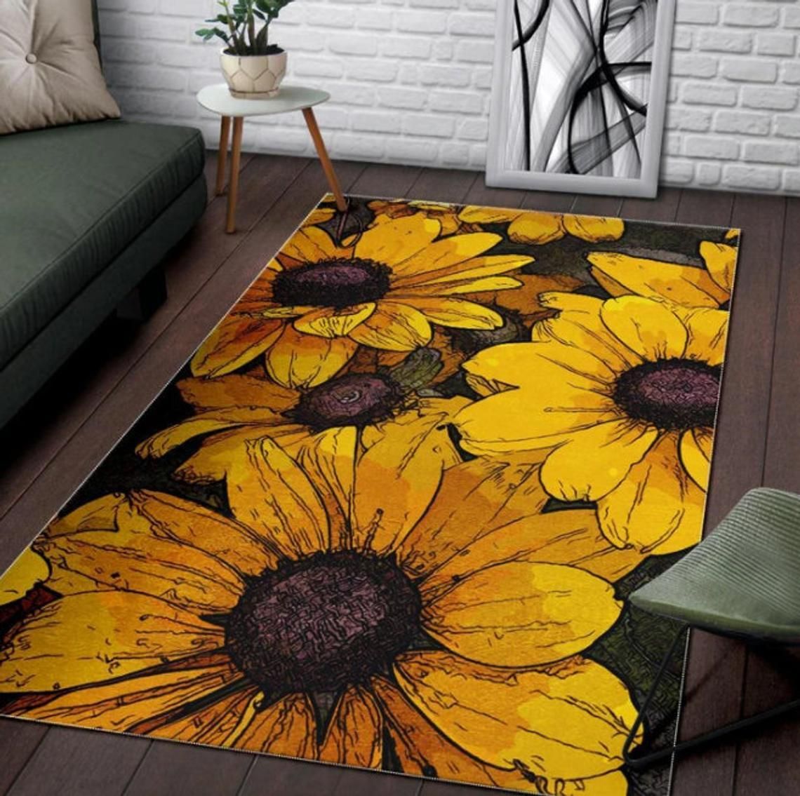 Simple Sunflower Area Rug, Nice Decorative Rug