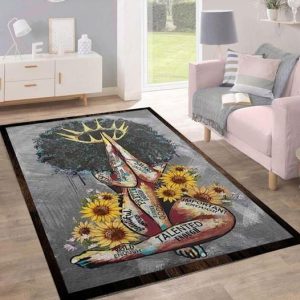 163351479724315cdda0.jpeg Queen Black Woman Sunflower Decor Rug