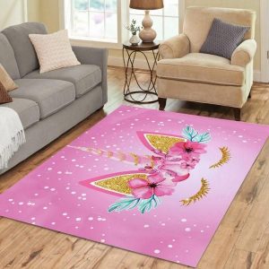 16335147978652a0cc4c.jpeg So Cute Unicorn Face Pink Decor Rug