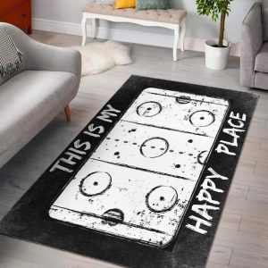 This Is My Happy Place Black White Decor Rug