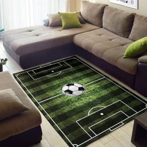 Soccer Field With Ball Decor Rug