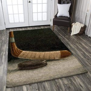Vintage Hockey Stick And Puck Decor Rug