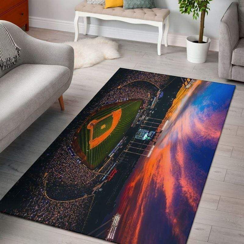 Sunset Baseball Stadium Decor Rug