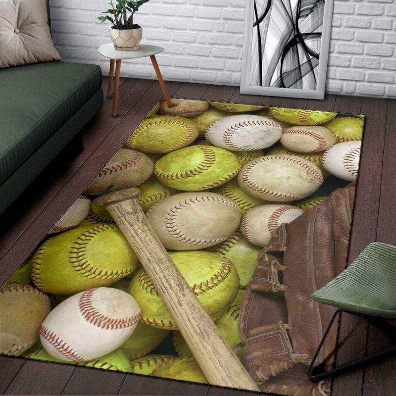 Vintage Softball And Baseball Ball Decor Rug - Image 3