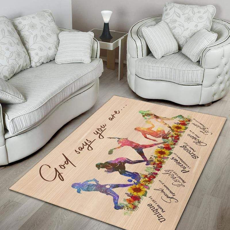 Softball God Says You Are Decor Rug