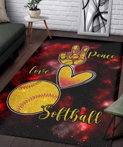 Peace Love Softball Decor Rug