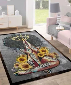 Queen Black Woman Sunflower Decor Rug