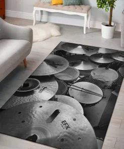 Simple B&W Drum Decor Rug