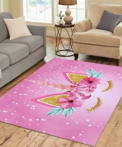 So Cute Unicorn Face Pink Decor Rug