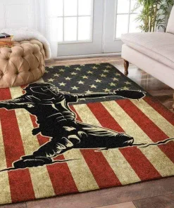 Softball American Flag Decor Rug