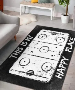 This Is My Happy Place Black White Decor Rug