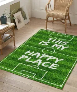 This Is My Happy Place Soccer Decor Rug